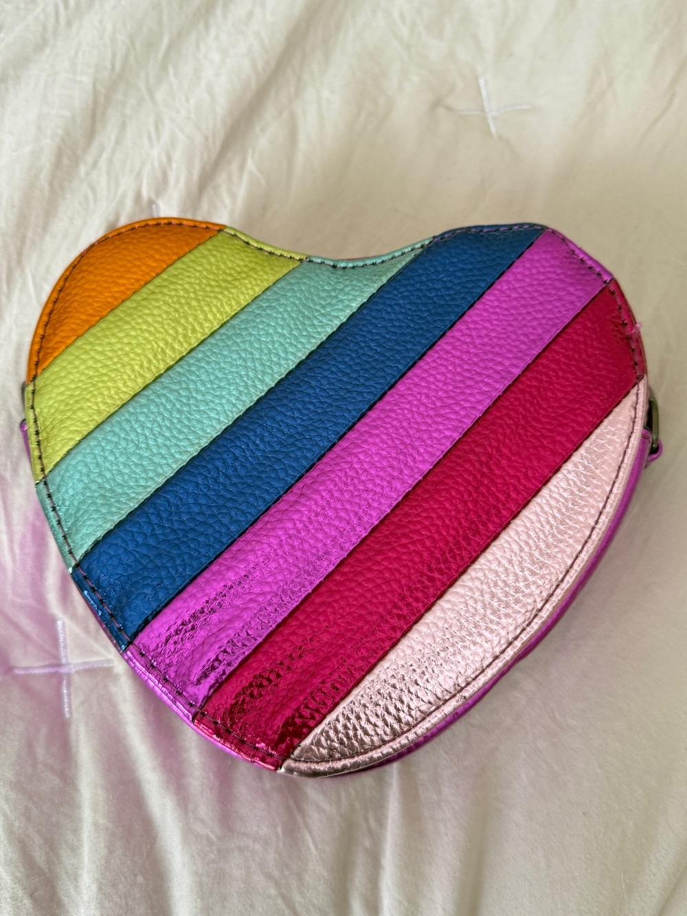 Rainbow Striped Heart Crossbody Bag